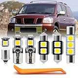 11pcs White LED Interior Light Bulbs Kit for Niss'an Pathfinder 1996-2004 Map Dome Trunk Glove Box Vanity Mirror License Plate Lights Interior LED Lights Bulbs Package + Install Tool