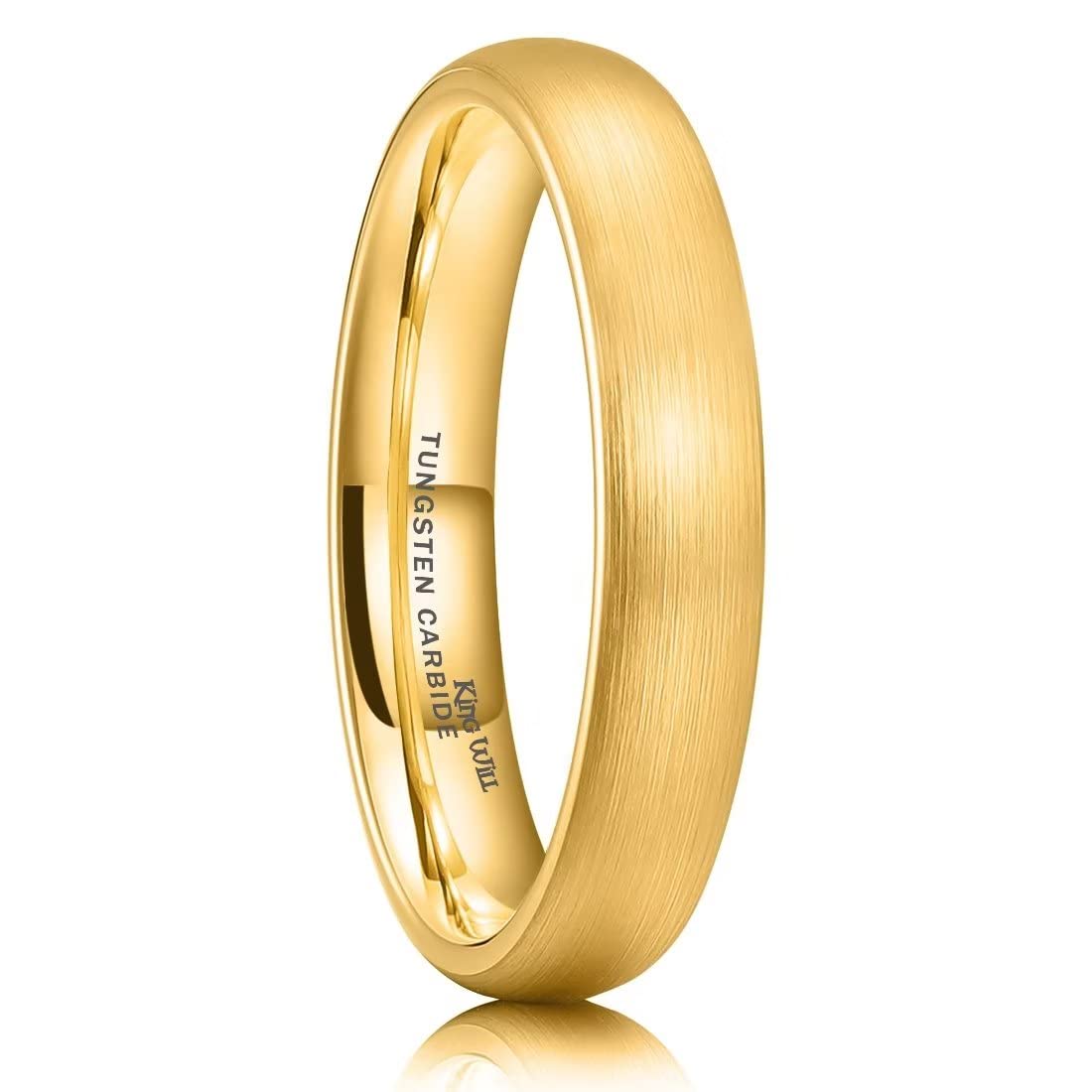 King Will Wolframkarbid Ring für Männer und Frauen, 4mm/6mm/7mm – Schwarz Silber, gebürstet, gewölbt, komfortable Passform, klassischer Ehering und Partnerring