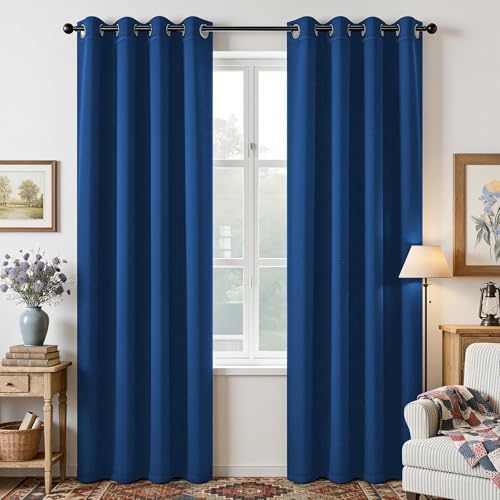 Joydeco Blackout Curtains 84 Inch Length 2 Panels Set, Thermal Insulated Long Curtains& Drapes 2 Burg, Room Darkening Grommet Drapess for Living Room Bedroom Window (W52 x L84 Inch, Royal Blue)