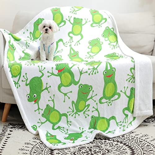 Sviuse Aerobics Frog Blanket Cartoon Cute Animals Print Soft Warm Throw Sherpa Flannel Blanket For Kids Bed Couch Sofa Travel Picnic Yoga (50"X60", Frog 1) #TOP7