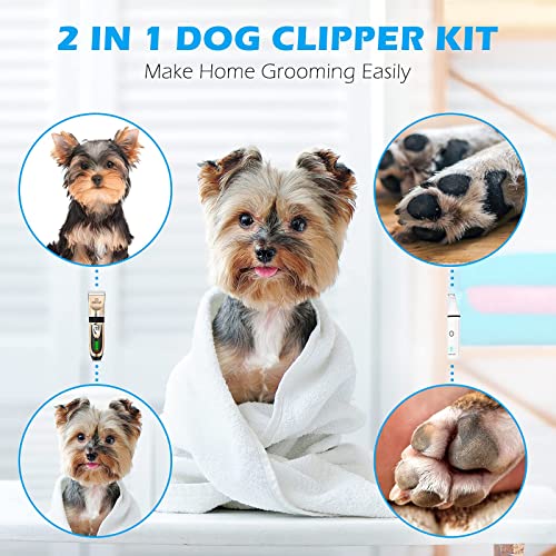 oneisall Dog Clippers and Dog Paw Trimmer Kit 2 in 1 Low Noise Cordless Dog Clippers for Grooming Pet Hair Trimmers for… - Image 3