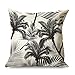 QVOOD Tropikalna poszewka na poduszkę, drzewo palmy, len, dekoracyjna, na sofę, kanapę, do samochodu, sypialni, domu, biała, 45 x 45 cm