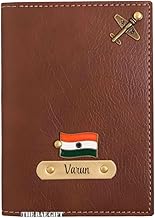 The Bae Gift Personalized Passport Cover for Men and Women | Customized Travel Accessories Organizer | Vegan Leather Passport Cover | Unisex Handcrafted Gift (TAN)