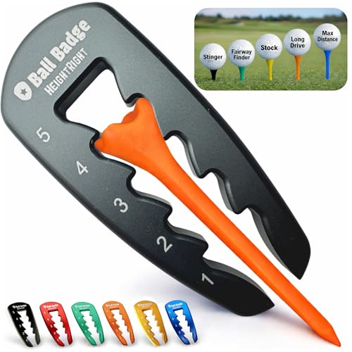 HeightRight Adjustable Golf Tee Height Tool (5-Level Precision) – Universal Fit for Wooden & Plastic Tees, Consistent Tee Height Setter for Drivers, Fairway Woods & Irons, Golf Swing Training Aid