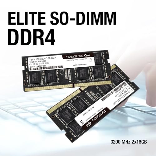 Image of TEAMGROUP Elite DDR4 32GB Single 3200MHz PC4-25600 CL22 Unbuffered Non-ECC 1.2V SODIMM 260-Pin Laptop Notebook PC Computer Memory Module Ram Upgrade - TED432G3200C22-S01