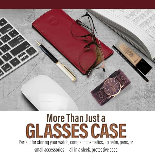 Image of ALLEN & MATE 100% Leather Slim Glasses Case for Reading and Computer Glasses for Men & Women
