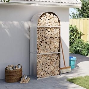 Generisch Kaminholzregal Silber 80x45x190 cm