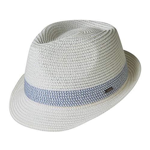 Fancet Mens Straw Panama Cuban Fedora Packable Sun Summer Beach Havana Hat Trilby Women White With Blue Large #TOP4