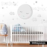 Pequeño Tamaño de la lámina: 60x45 cm Tamaño del montaje: 130x60 cm Tamaño de la luna: 40x40 cm Estrellas: 20 unidades