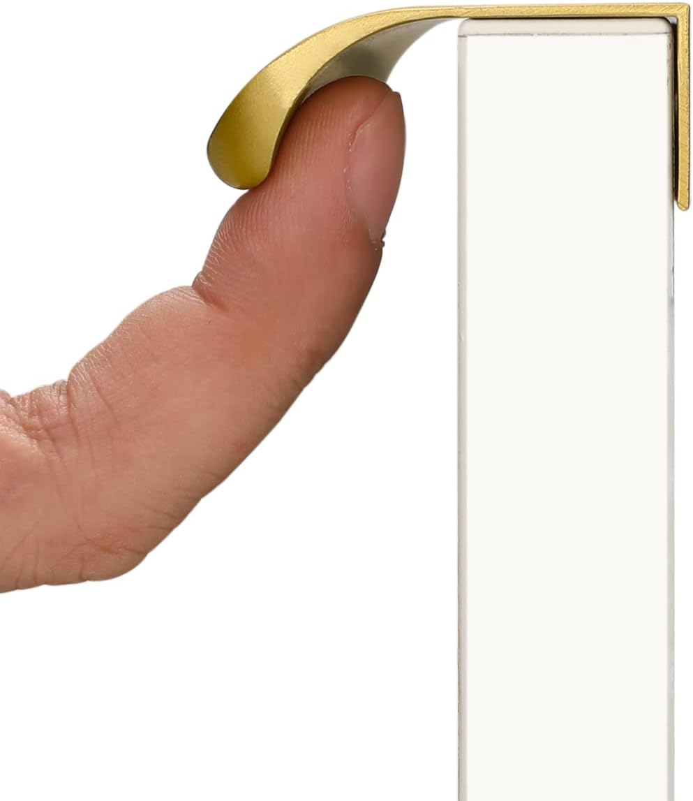 goldenwarm 10 Pack 6-1/4 Inch Matte Gold Finger Pulls Cabinet Edge Pulls Brushed Brass Drawer Handles Edge Hardware for Kitchen Cupboard