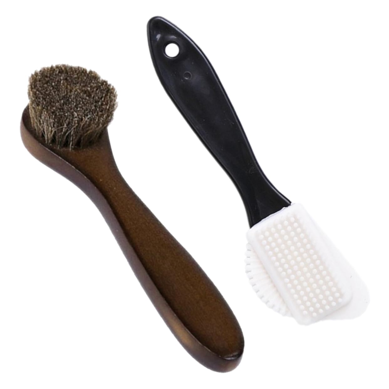 5 Set Spazzola Lucidatura in Pelle Spazzola Per Scarpe A Doppia Faccia Spazzola Per Lucidare Le Scarpe Detergente Per Spazzole Per Macchia Bianco Criniera 2 Pezzi * 5