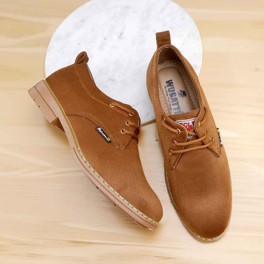 Image of WUGATTI Men's Suede Leather Lace-Up Casual Shoes Oxfords Walking, Office Comfortable and Classy Sneakers with Extra Comfort