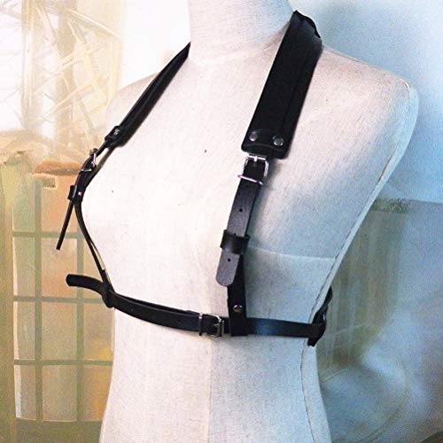 Men's Punk Faux Leather Body Chest Harness Belt with Metal O-rings Adjustable Buckle Straps Clubwear Costume3