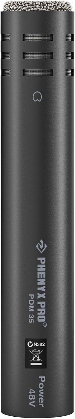 Phenyx Pro PDM35 Overhead Condenser Drum Mic, Super-Cardioid Microphone with Wide Frequency Response Range, Pencil Type for Hi-Hat, Percussions, and String Instruments