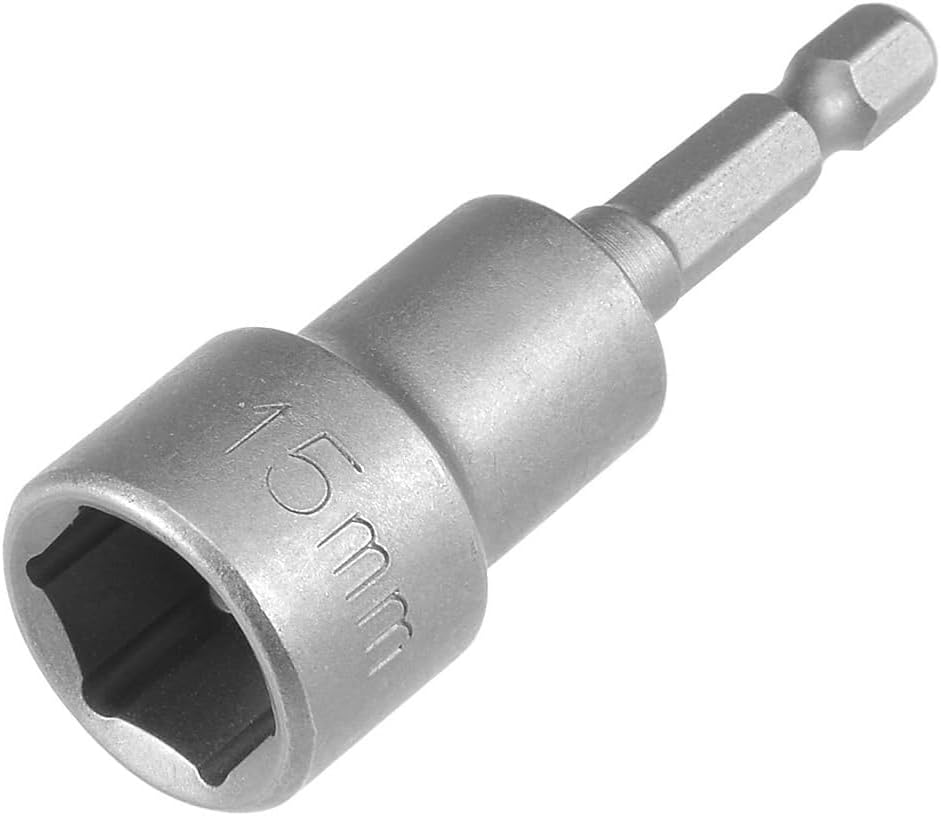 Fixinus 15mm Magnetic Socket, 1/4" Hex Socket Bits for Power Drills, Nut Driver and Impact Socket Adapter, 65mm Length