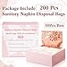 Maitys 200 Pcs Disposable Bags for Sanitary Pads Personal Care Disposal Bags Fragrance Small Discreet Diaper Sacks for Tampons, Pads, Liners, Condoms & More