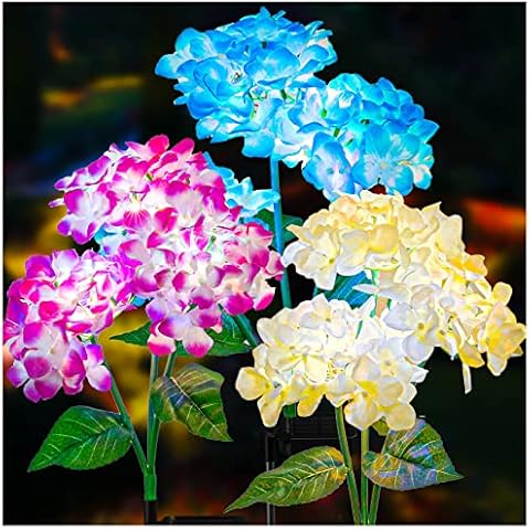 TONULAX Solar Garden Lights - 3 Pack Upgraded Version Solar Lights Outdoor, Colorful Lights,Hydrangea Flower Lights for Yard Decor, Garden Decoration, Two Lightning Modes & Enlarged Solar Panel Cover