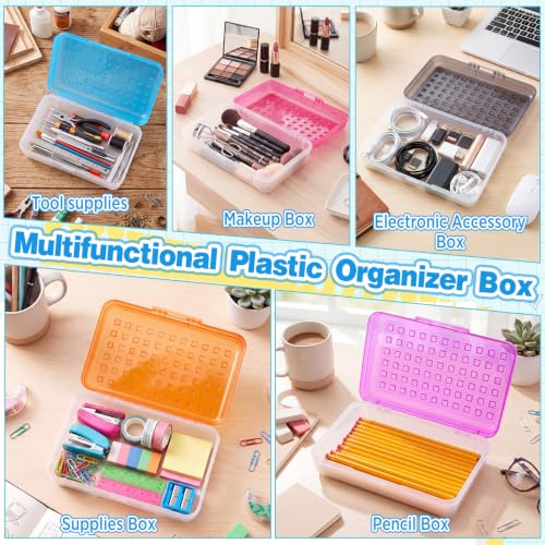 Image of Blulu 6 Pack Plastic Pencil Boxes Bulk Large Pencil Case,Multicolor | 8.5 x 5.5 x 2.4in, with Snap Lid, Large Capacity Pencils Holder for Organize and Carry, Watercolor Pens Stationery for Office