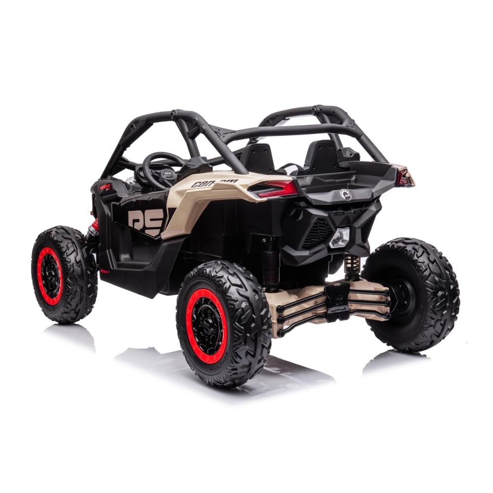 DE VES SPORT Can-Am Maverick Électrique 24 V | Buggy Tout Terrain pour Enfant avec Licence Officielle, 2 Places, Roues en Caoutchouc EVA et Suspension – pour Enfants de 1 à 7 Ans