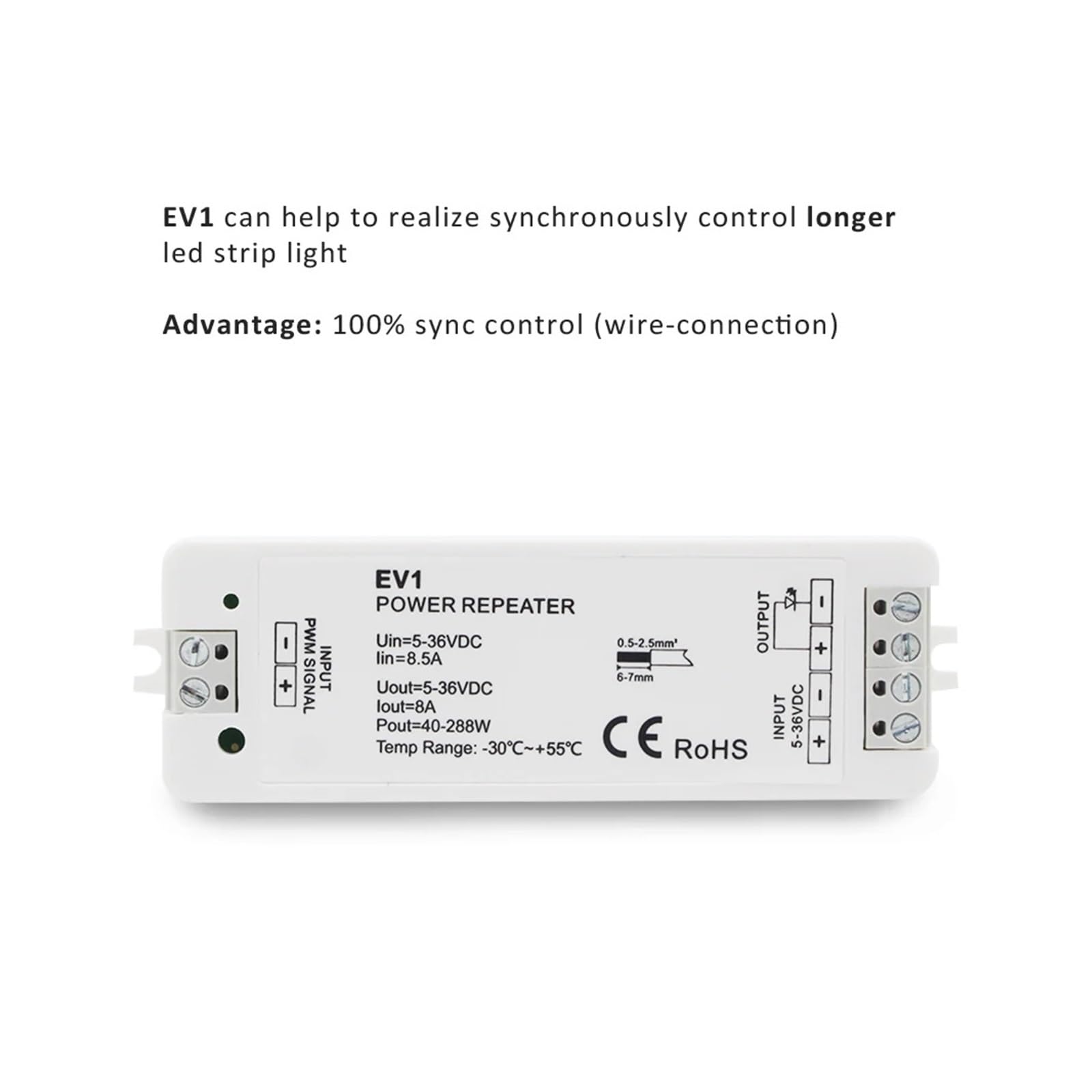LED-Dimmer 12 V 5 V 24 V 36 V 8 A PWM kabelloser RF-Schalter mit 2,4 G Helligkeitsanpassung Touch-Fernbedienung, geeignet for einfarbige LED-Lichtleiste V1 (Color : V1 Only)