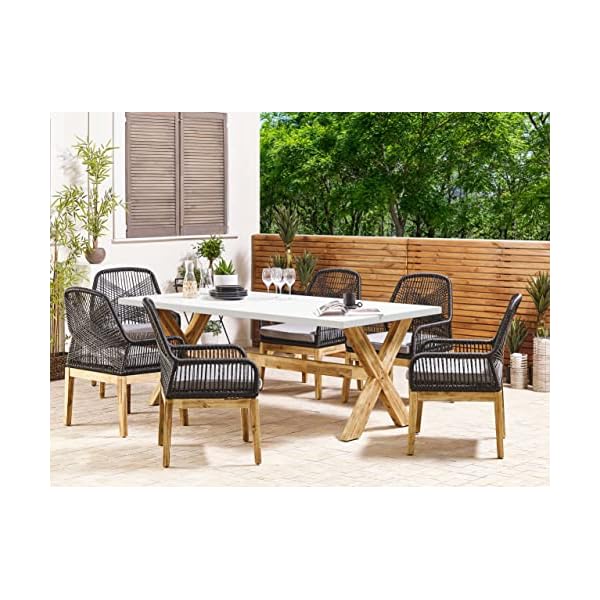Gartentisch-Set Olbia mit 6 Geflecht-Stühlen