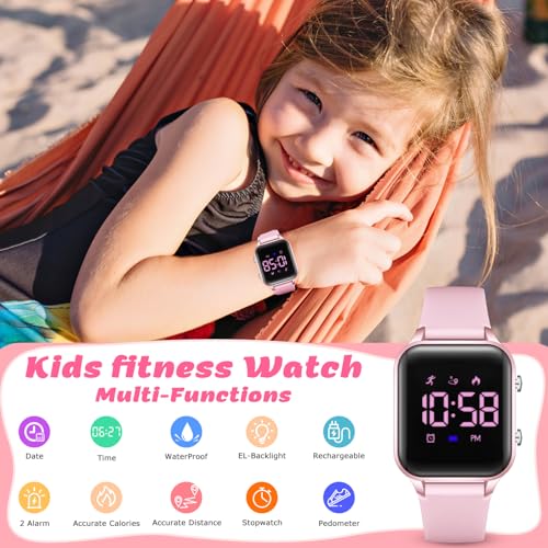 Image of LAVAREDO Kids Digital Watches for Boys Girls,Waterproof Sport Watch with Pedometer Stopwatch Vibration Alarm for Ages 5-13,No App Fitness Tracker Watch for Kids Teens Birthday Gifts