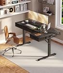 OffiGo L Shaped Electric Standing Desk with Drawers, 63 Inch Height Adjustable Large Desk with Power Outlets, Sit Stand Table, Writing Computer Workstation for Home, Office, Black