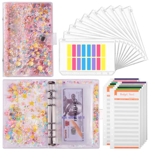 Domuuh Budget Binder With Zipper Envelopes & Expense Budget Sheets,Money Binder With Cash Envelopes For Budgeting And Saving Money, Money Organizer For Cash (Bling) #TOP6