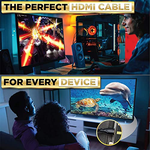 PowerBear 4K HDMI Cable 3 ft | Short Hdmi Cable, Braided Nylon & Gold Connectors, 4K @ 60Hz, Ultra HD, 2K, 1080P, ARC & CL3 Rated | for Laptop, Monitor, PS5, PS4, Xbox One, Fire TV, & More by PowerBear - Image 6