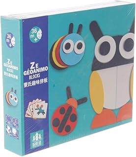 للأطفال بازل مكعبات خشبيه بتصميم حيوانات لتطوير المهارات للأطفال - متعدد الألوان