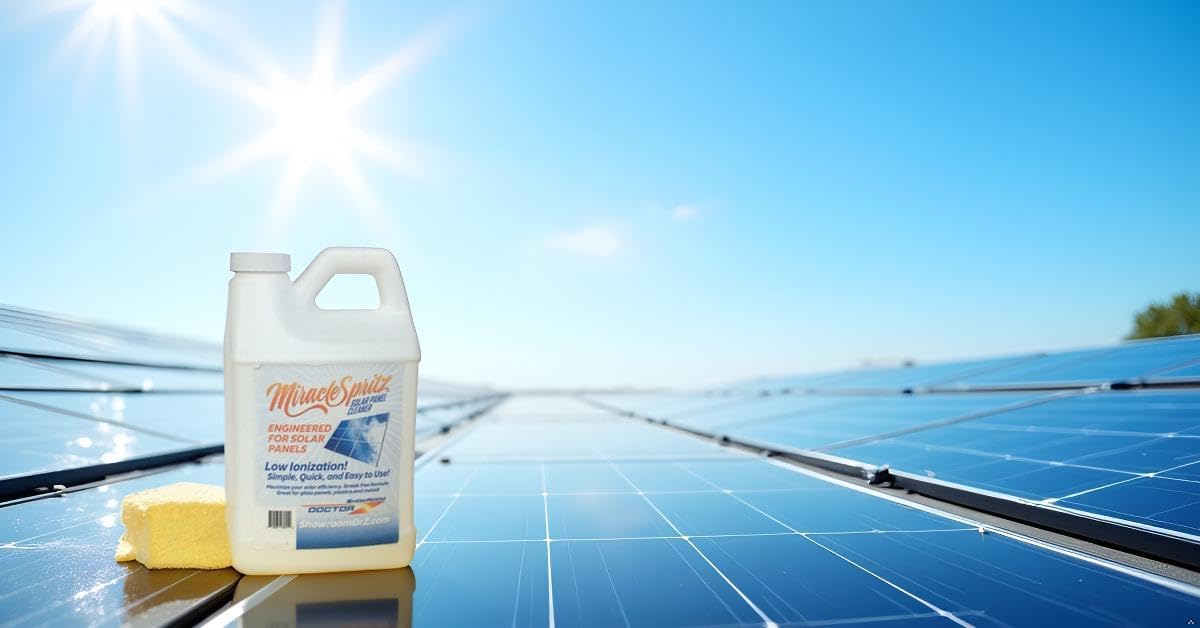 Solar Panel Cleaner - 64oz High-Efficiency Formula, Streak-Free, Protective Finish, Easy-to-Use, Cleans at Least 3800 ft