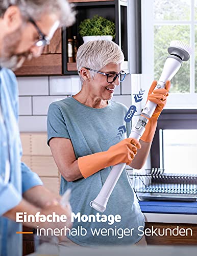 Homitt elektrische Reinigungsbürste, Spin Scrubber schnurlos, mit 4 Bürstenköpfe und Verlängerungsstange, Multifunctional Bürste Schrubben aufladbar, für Ecken, Badzimmer, Toilette, Fliesenreinigung