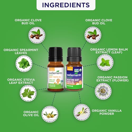 Image of Wellements Organic Baby Tooth Oil for 4 Months+(0.5 Fl Oz) -Day & Night Soothing Teething Relief Oil* for Babies - Gently Helps Soothe Tiny Gums*, Calms Teething Discomfort & Supports Bedtime Comfort