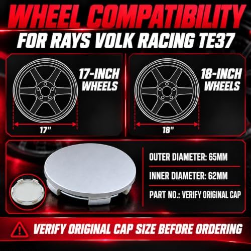 2.5Inch 65MM Wheel Center Caps for Rays Volk Racing TE37 Wheels Matte Silver Rim Hub Caps, 4-Piece DIY Modification, 17" 18" Rims — 사진 4