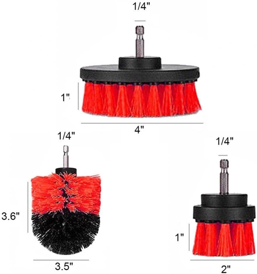 Drill Brush Power Scrubber Bathroom Cleaning Brush Attachment Set Multi-Purpose Scrub Brush for Grout Floor Tub Shower Tile Bathroom and Kitchen Surface Drill Machine Not Included (Red)