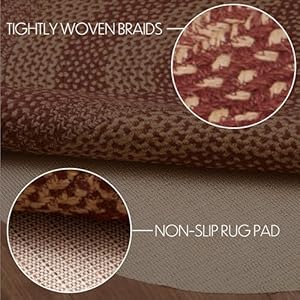 Vhcbrandsburgundytanprimitivecountryjuterugovaldetachednonskidpad36x60 Urban Country Home Decor Vhc brands burgundy tan primitive country jute rug oval detached non skid pad 36×60 urban country home decor