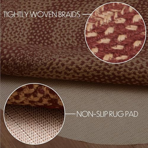 Vhcbrandsburgundytanprimitivecountryjuterugovaldetachednonskidpad36x60 Urban Country Home Decor Vhc brands burgundy tan primitive country jute rug oval detached non skid pad 36×60 urban country home decor