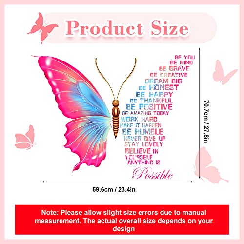 Large Butterfly Wall Decals Stickers Inspirational Wall Decals Quotes Motivational Positive Saying Wall Decals Vinyl Peel And Stick Phrase For Women Girls Bedroom Living Room Office Bathroom Wall Decor #TOP1