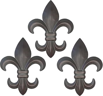 Top Brass Large 10" Metal Fleur De Lis Wall Decor Art 3 Pack - New Orleans Style French Lily Creole Home Decor