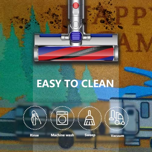 Aucuda Happy Camper Door Mat Outdoor Washable for Kitchen Floor, Welcome Muddy Mats for Front Door Outside Entrance, 30"x17" Entryway Rubber Rug Waterproof for RV, Trailer, Motorhome, Porch, Patio.
