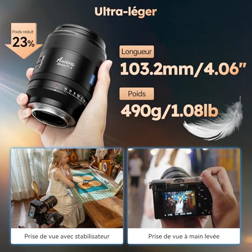 Image of SIRUI Aurora 35mm F1.4 Full Frame Auto Focus Lens, Wide Angle Prime Lens for X Mount Cameras, Black
