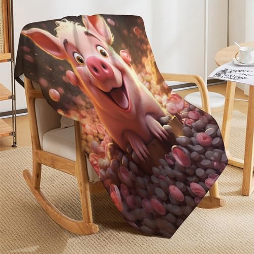 Couverture cochon douce idée cadeau originale 130x180cm jeté de canapé - 7