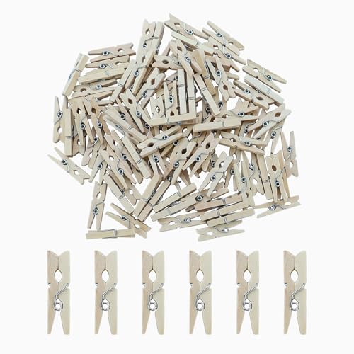 REBECCAHOWARD 110 Mini Mollette in Legno, 2,5 cm, Decorative, Robuste, Ecologiche