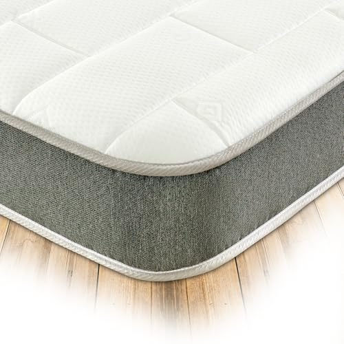 Starlight Beds Essentials Large Brick 4ft Hybrid Spring and Memory Foam Mattress. Budget-Friendly with Elegant Grey Design, Soft Firmness, 7.5 Inch Deep Small Double Mattress (120x190x19cm)