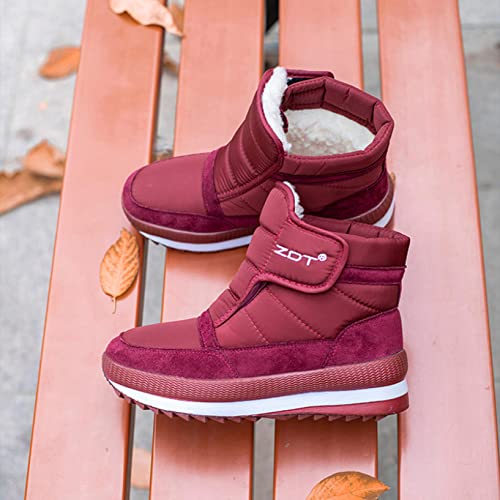 [IJGE] スノーブーツ スノーシューズ レディース 防寒 撥水 大きいサイズ 滑らない ショート丈 スノーブーツ メンズ ダウンブーツ ウィンターブーツ 冬 雪道 凍結路面 防水 防滑ソール 24.0cm 防寒 ボア 防雪 女性 レッド 婦人靴 5枚目