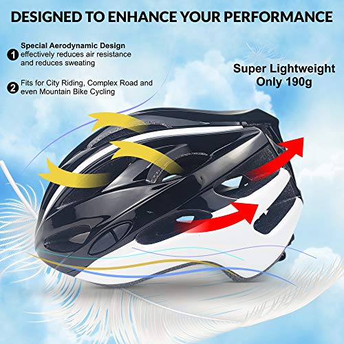 SPORT24 Lightweight Bike Cycle Helmet Road Bike Cycling Safety Helmet for Men Women (Fits Head Sizes 58-61cm) Black White - Image 4