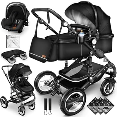 KIDUKU® Carrito de Bebé 3 en 1 | Silla de Paseo para Niños | Carricoche de 3 Piezas | Capazo Cambiador Cubrepiés | Sillita Coche Ligera Infantil ECE R129