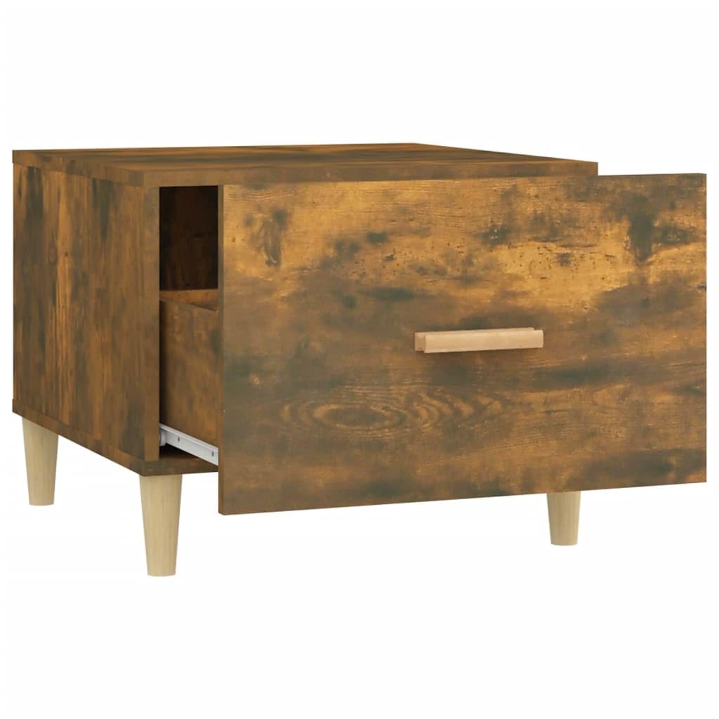 2er Set Couchtische Räuchereiche 50x50x40cm Holzwerkstoff | Beistelltische mit Schublade für das Wohnzimmer, stabiler Holzwerkstoff, minimalistischer Nachttisch im Doppelpack.