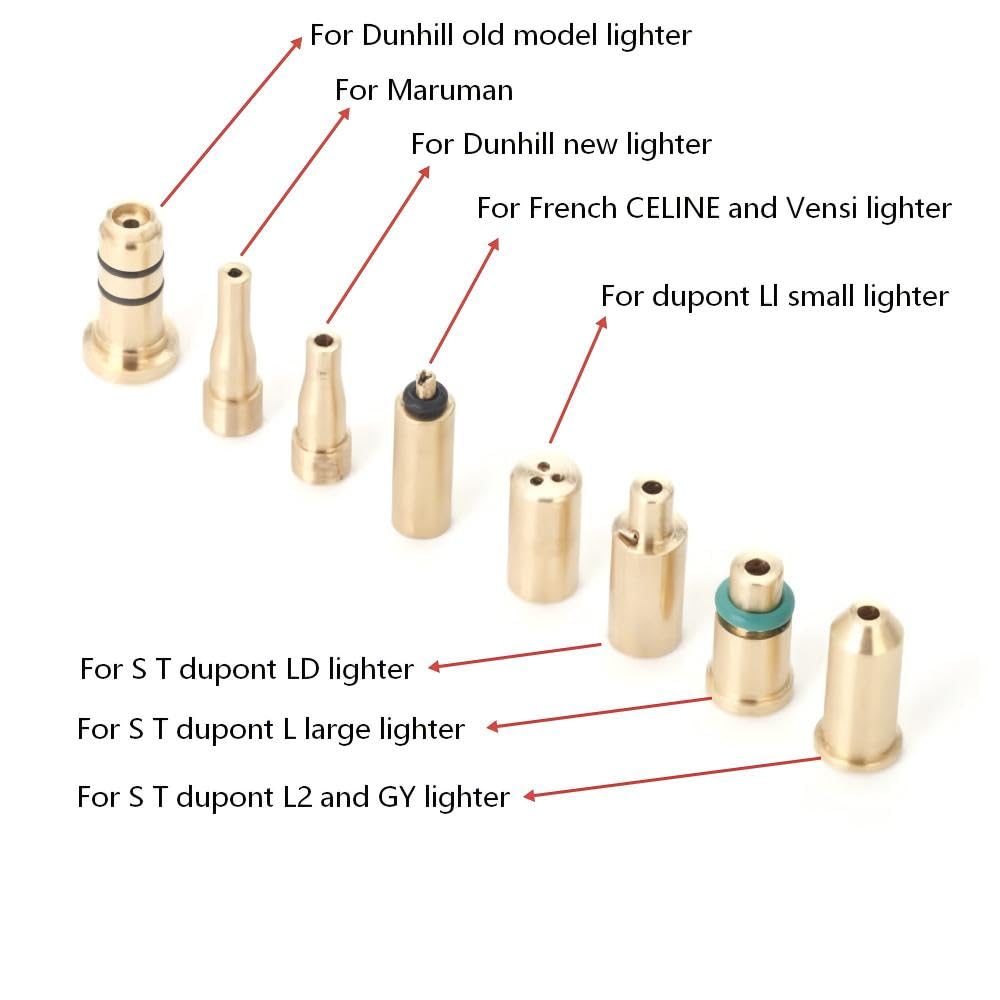 Juego de adaptadores de llenado de encendedor de gas butano, 8 piezas, compatible con S T Dupont y Dunhill Dress/Rollagas