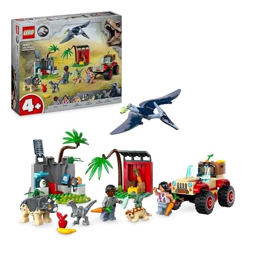 LEGO Jurassic World Baby Dinosaur Rescue Centre Toy for Kids, Mini Triceratops, Ankylosaurus and Velociraptor Dino Figure Toys, Gifts for Boys and Girls Aged 4 Plus 76963
